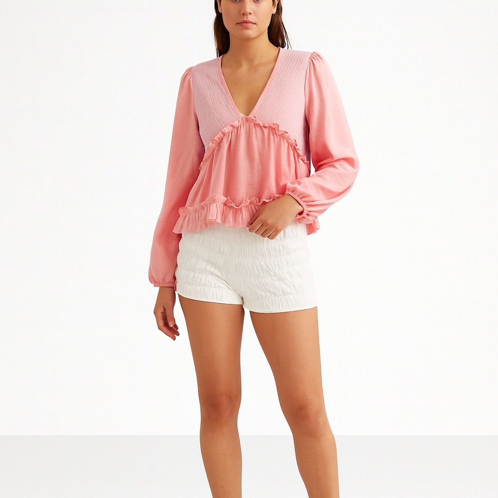 Western Ruffled Long Sleeve Blouse NWT